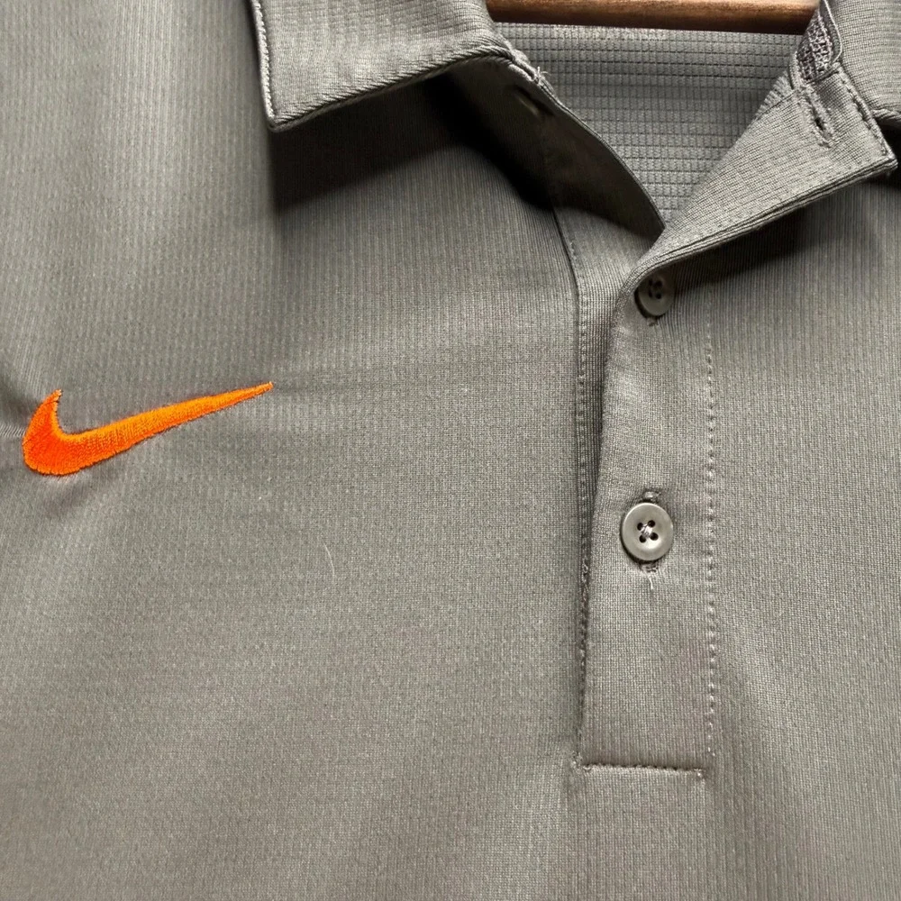 Nike Polo Shirt Men XL Gray Clemson Tigers Dri-Fit Short Sleeve Performance Golf